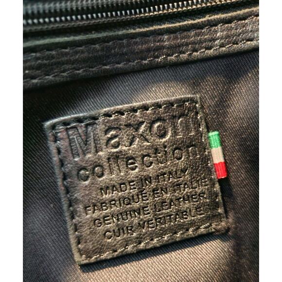 Maxon Collection Black ITALIAN NAPPA LEATHER Crossbody w Strap bag purse - Picture 3 of 12